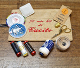 Kit Base per Cucito in Busta di Juta Ricamata