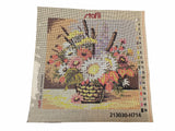 Kit Quadretti Mezzo Punto Cestino Fiori 30 x 30 cm Ricamo Punto Croce