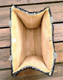 Kit per Borse Hand Made con Cartamodello, Manici Bamboo, Tessuto, Borsa Juta, Bottone, Passamaneria
