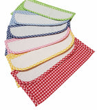 Busta cotone portatovagliolo da ricamare sottile a quadretti tela aida bianca