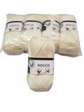 5 gomitoli Filato di Cotone Fiocco Naturale 100% TreSfere in Confezione da 250gr.