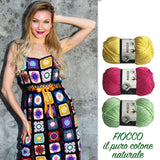 5 gomitoli Filato di Cotone Fiocco Naturale 100% TreSfere in Confezione da 250gr.