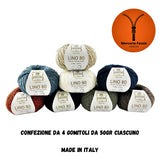 Filato Naturale in Lino e Cotone Egiziano, Confezione da 4 Gomitoli 8 Colori
