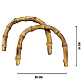 Coppia Manici in Bamboo con Anelli Oro da 22x16cm per Borse e Pochette