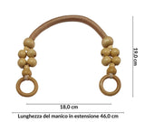 Manici Corda con Perle e Anelli Legno per Borsa Fai da Te Hobbistica