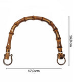 Coppia Manici in Bamboo con Anelli Argento da 16x15cm per Borse e Pochette