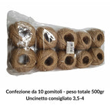 10 Gomitoli Juta Naturale anche per Uncinetto in Confezione da 400gr