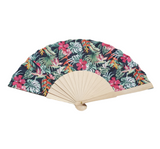 Ventaglio in Tessuto Fantasia con Manico in Legno Diametro 42 cm 