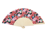 Ventaglio in Tessuto Fantasia con Manico in Legno Diametro 42 cm 