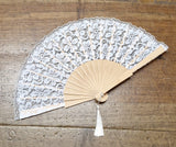 Ventaglio in Pizzo con Manico in Legno, Diametro 42 cm
