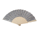 Ventaglio in Tessuto Glitterato con Manico in Legno Diametro 42 cm 