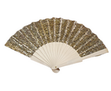Ventaglio in Tessuto Glitterato con Manico in Legno Diametro 42 cm 